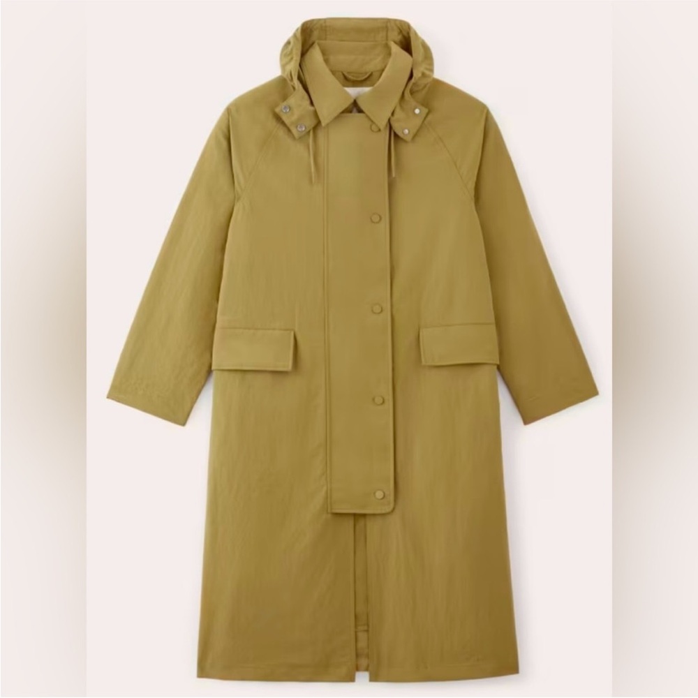 Everlane Oversized Anorak Trench Coat Women's Hooded Long - Fennel Seed, NWT - Picture 5 of 8